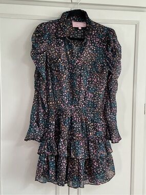 Sincerely Ours Long Puff Sleeve Floral Ruffle Mini Dress size M